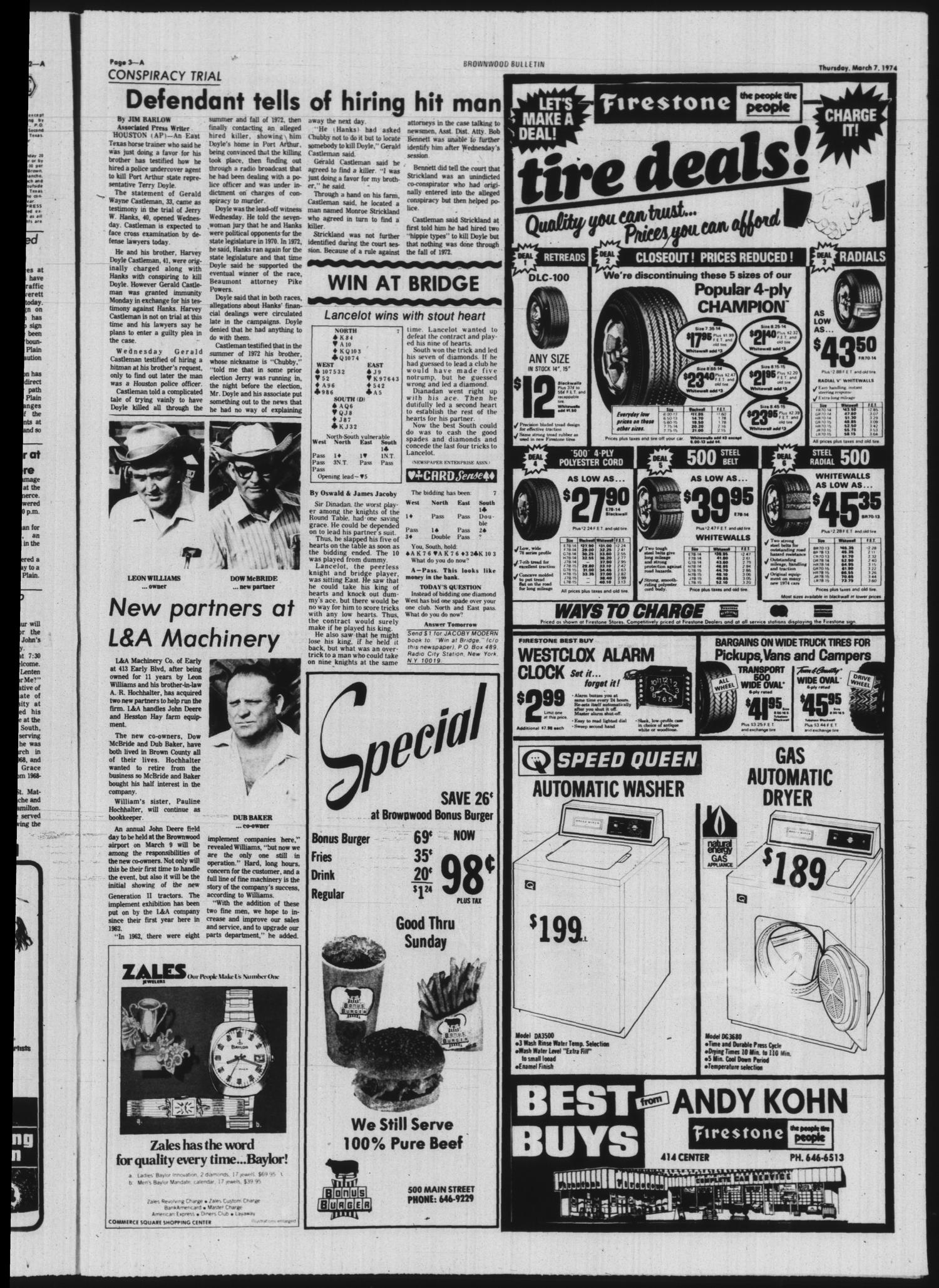 Brownwood Bulletin (Brownwood, Tex.), Vol. 74, No. 119, Ed. 1 Thursday, March 7, 1974
                                                
                                                    [Sequence #]: 3 of 16
                                                