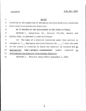 Primary view of 79th Texas Legislature, Regular Session, Senate Bill 1435, Chapter 383