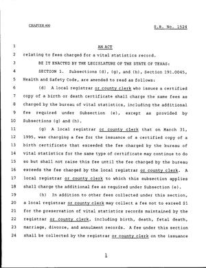 79th Texas Legislature, Regular Session, Senate Bill 1524, Chapter 400