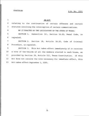 79th Texas Legislature, Regular Session, Senate Bill 1551, Chapter 889