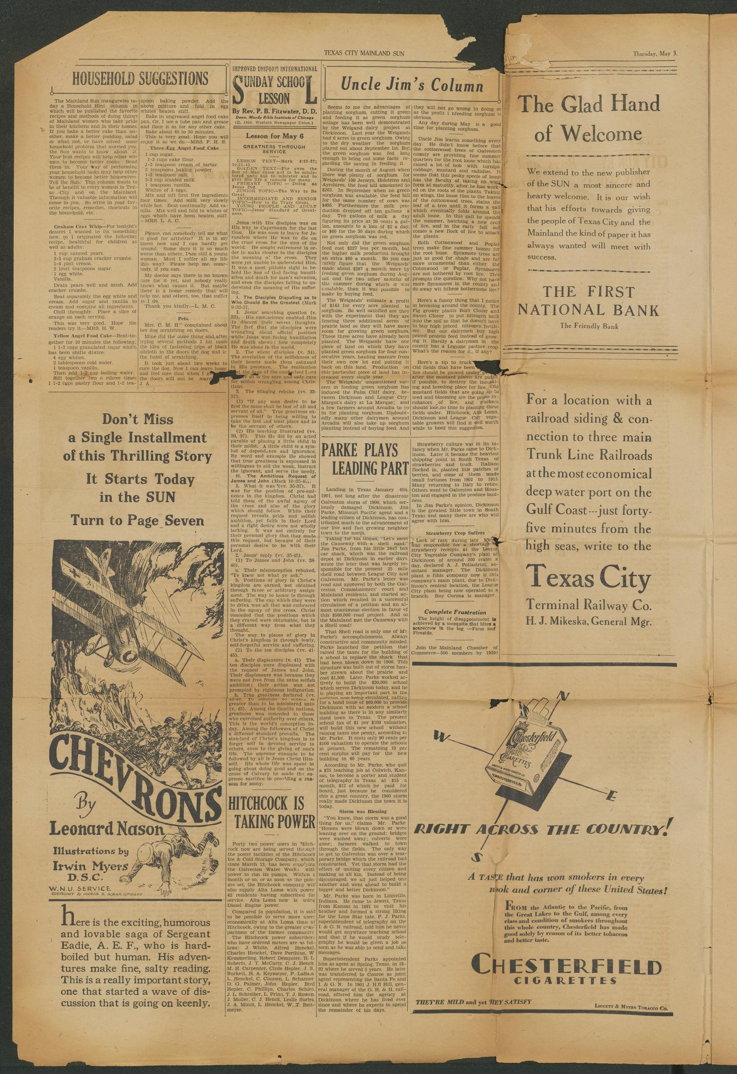 Texas City Mainland Sun (Texas City, Tex.), Vol. 14, No. 6, Ed. 1 Thursday, May 3, 1928
                                                
                                                    [Sequence #]: 2 of 8
                                                