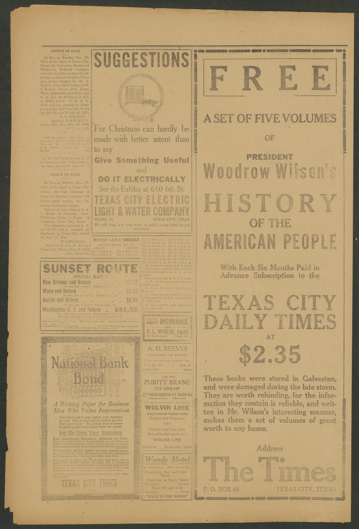 The Texas City Times (Texas City, Tex.), Vol. 3, No. 231, Ed. 1 Thursday, December 2, 1915
                                                
                                                    [Sequence #]: 4 of 4
                                                