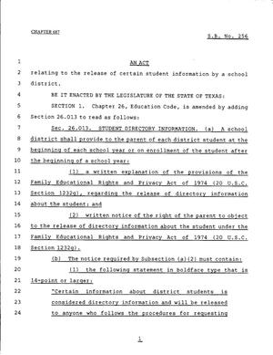 79th Texas Legislature, Regular Session, Senate Bill 256, Chapter 687