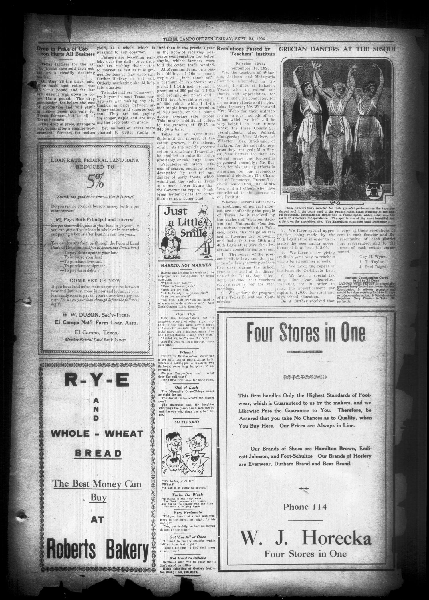 The El Campo Citizen (El Campo, Tex.), Vol. 26, No. 26, Ed. 1 Friday, September 24, 1926
                                                
                                                    [Sequence #]: 3 of 10
                                                