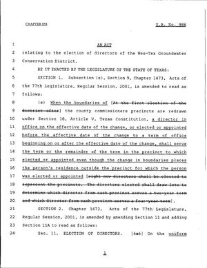 79th Texas Legislature, Regular Session, Senate Bill 986, Chapter 858