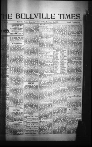The Bellville Times (Bellville, Tex.), Vol. [45], No. 8, Ed. 1 Friday, February 23, 1923