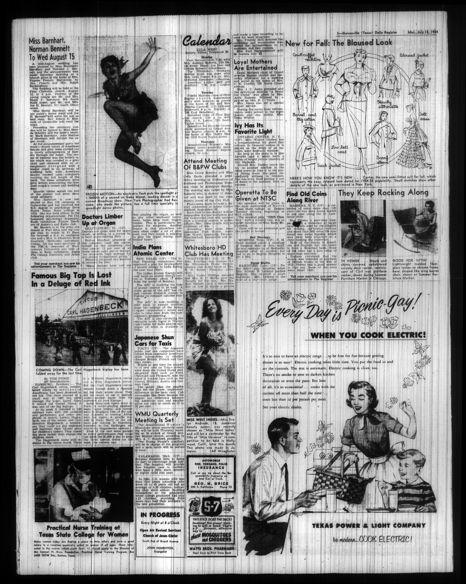 Gainesville Daily Register and Messenger (Gainesville, Tex.), Vol. 64, No. 271, Ed. 1 Monday, July 12, 1954
                                                
                                                    [Sequence #]: 3 of 8
                                                