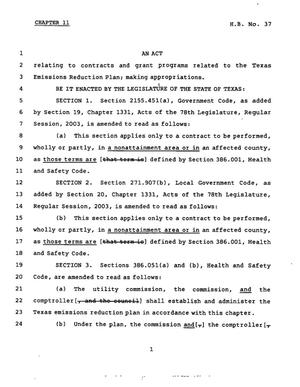 78th Texas Legislature, Third Called Session, House Bill 37, Chapter 11