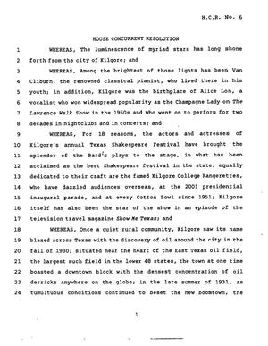 78th Texas Legislature, Third Called Session, House Concurrent Resolution 6