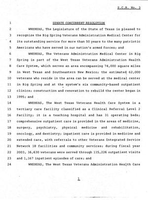 78th Texas Legislature, Fourth Called Session, Senate Concurrent Resolution 3