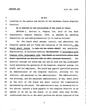 78th Texas Legislature, Regular Session, House Bill 1030, Chapter 496