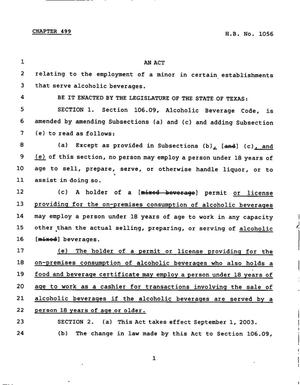 78th Texas Legislature, Regular Session, House Bill 1056, Chapter 499