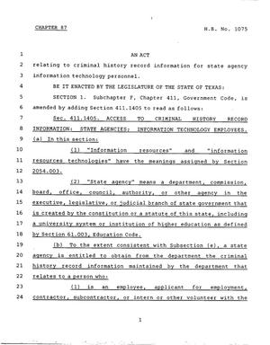 78th Texas Legislature, Regular Session, House Bill 1075, Chapter 87