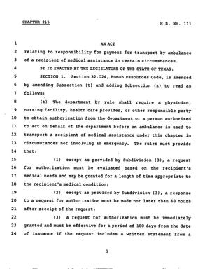 78th Texas Legislature, Regular Session, House Bill 111, Chapter 215