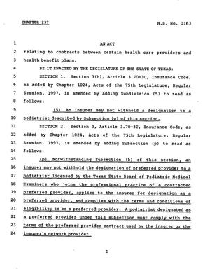 78th Texas Legislature, Regular Session, House Bill 1163, Chapter 237