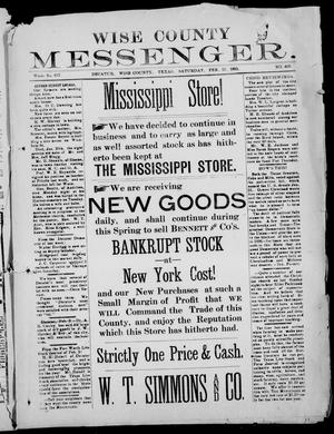 Wise County Messenger. (Decatur, Tex.), No. 409, Ed. 1 Saturday, February 11, 1893