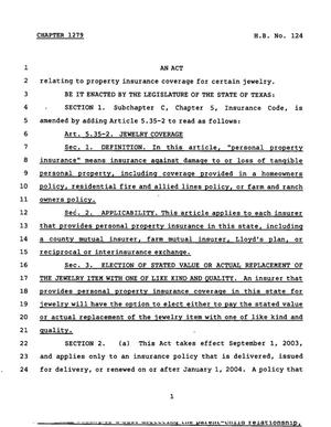 78th Texas Legislature, Regular Session, House Bill 124, Chapter 1279