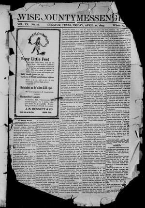 Primary view of object titled 'Wise County Messenger. (Decatur, Tex.), Vol. 20, No. 16, Ed. 1 Friday, April 21, 1899'.