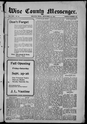 Wise County Messenger. (Decatur, Tex.), Vol. 24, No. 39, Ed. 1 Friday, September 25, 1903