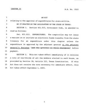 78th Texas Legislature, Regular Session, House Bill 1522, Chapter 50