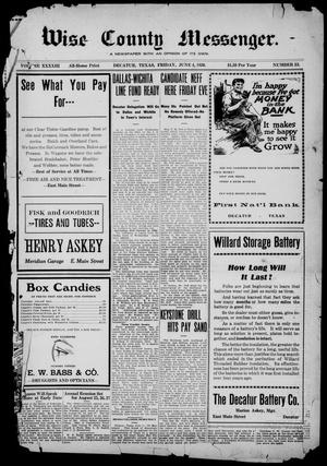 Wise County Messenger. (Decatur, Tex.), Vol. 43, No. 23, Ed. 1 Friday, June 4, 1920
