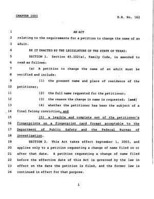 78th Texas Legislature, Regular Session, House Bill 162, Chapter 1003
