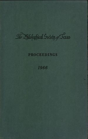 Primary view of object titled 'Philosophical Society of Texas, Proceedings of the Annual Meeting: 1966'.