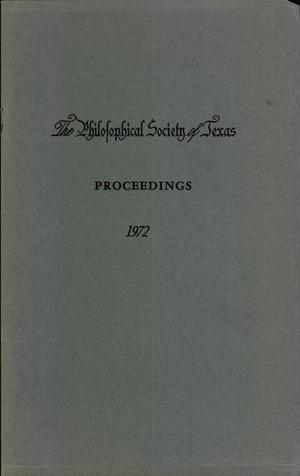 Primary view of object titled 'Philosophical Society of Texas, Proceedings of the Annual Meeting: 1972'.