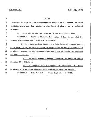 78th Texas Legislature, Regular Session, House Bill 1691, Chapter 253