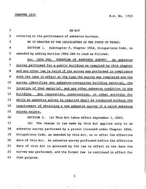 78th Texas Legislature, Regular Session, House Bill 1723, Chapter 1072