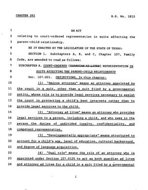 78th Texas Legislature, Regular Session, House Bill 1815, Chapter 262