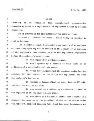 78th Texas Legislature, Regular Session, House Bill 1819, Chapter 77