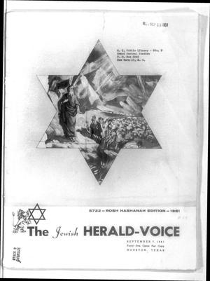 Primary view of object titled 'The Jewish Herald-Voice (Houston, Tex.), Vol. 56, No. 24, Ed. 1 Thursday, September 7, 1961'.