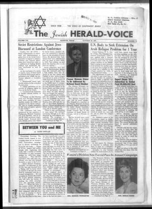 Primary view of object titled 'The Jewish Herald-Voice (Houston, Tex.), Vol. 56, No. 31, Ed. 1 Thursday, October 26, 1961'.