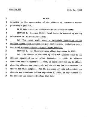 78th Texas Legislature, Regular Session, House Bill 1838, Chapter 605