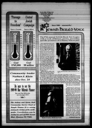Primary view of object titled 'Jewish Herald-Voice (Houston, Tex.), Vol. 81, No. 30, Ed. 1 Thursday, October 26, 1989'.