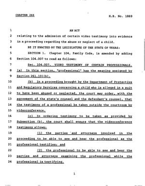 78th Texas Legislature, Regular Session, House Bill 1869, Chapter 266