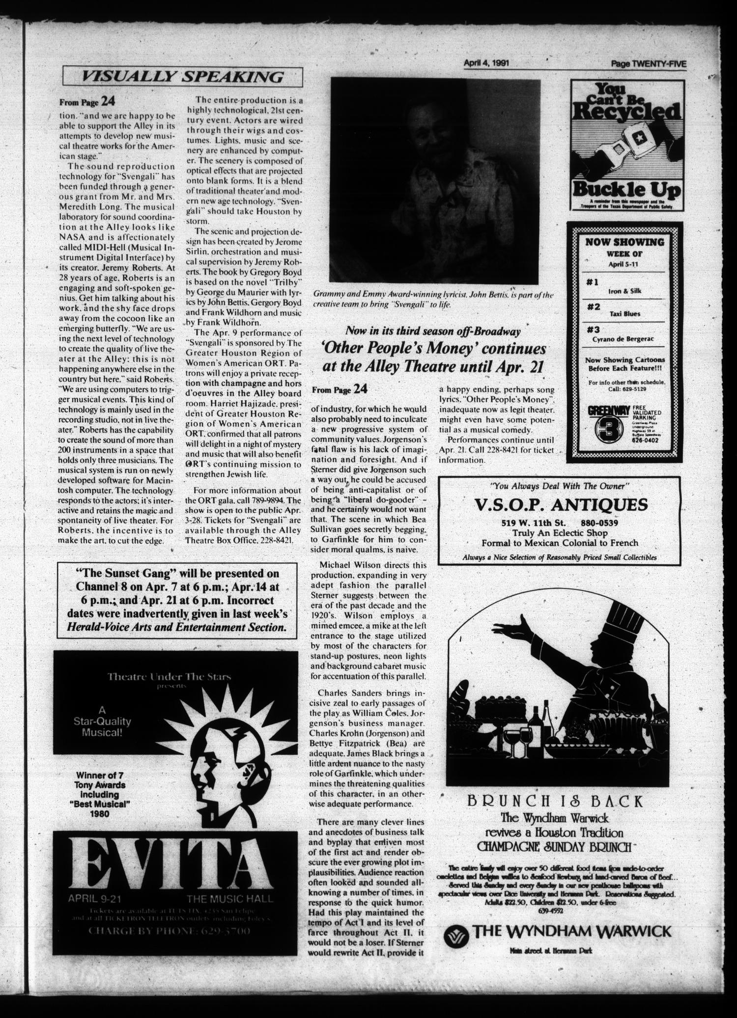 Jewish Herald-Voice (Houston, Tex.), Vol. 83, No. 2, Ed. 1 Thursday, April 4, 1991
                                                
                                                    [Sequence #]: 25 of 28
                                                