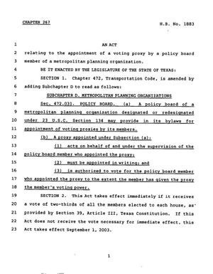 78th Texas Legislature, Regular Session, House Bill 1883, Chapter 267