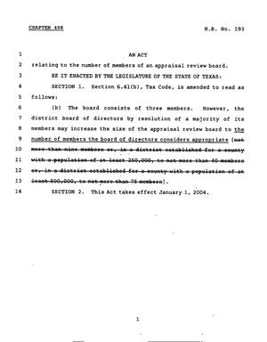 78th Texas Legislature, Regular Session, House Bill 193, Chapter 408