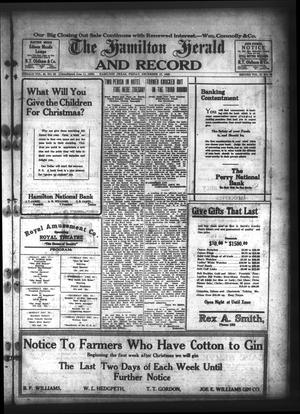 Primary view of object titled 'The Hamilton Herald and Record (Hamilton, Tex.), Vol. 45, No. 52, Ed. 1 Friday, December 17, 1920'.