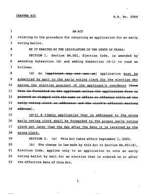 78th Texas Legislature, Regular Session, House Bill 2064, Chapter 633