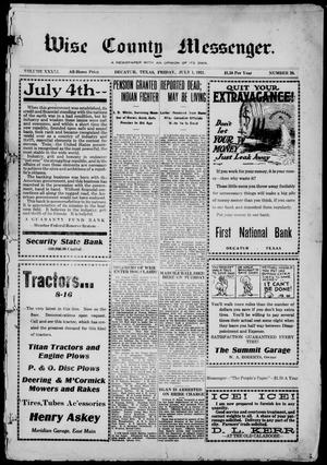 Wise County Messenger. (Decatur, Tex.), Vol. 41, No. 26, Ed. 1 Friday, July 1, 1921
