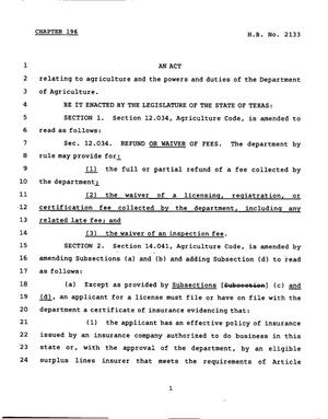 78th Texas Legislature, Regular Session, House Bill 2133, Chapter 196