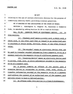78th Texas Legislature, Regular Session, House Bill 2138, Chapter 649
