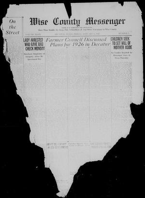 Wise County Messenger (Decatur, Tex.), Vol. 47, No. 1, Ed. 1 Friday, January 1, 1926