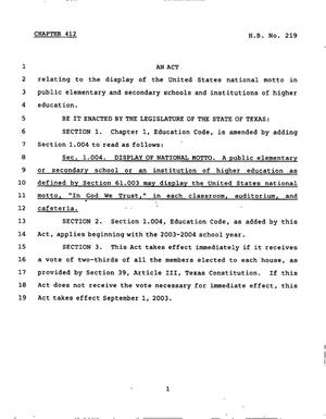 78th Texas Legislature, Regular Session, House Bill 219, Chapter 412
