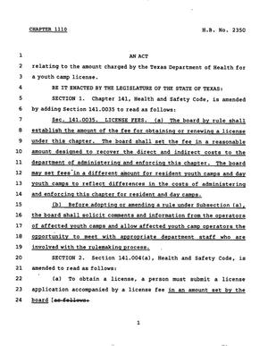 78th Texas Legislature, Regular Session, House Bill 2350, Chapter 1110