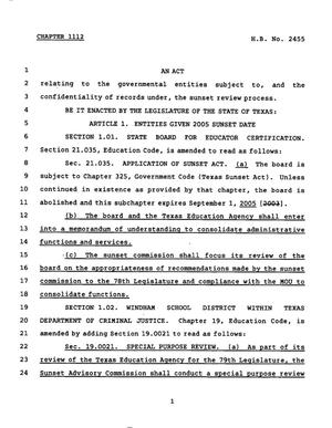 78th Texas Legislature, Regular Session, House Bill 2455, Chapter 1112
