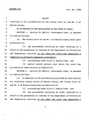 78th Texas Legislature, Regular Session, House Bill 2498, Chapter 679